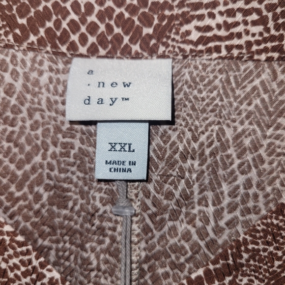 A New Day XXL Brown Snakeskin Print Midi Dress NWT Belted V Neck Boho Plus Size - Picture 8 of 9